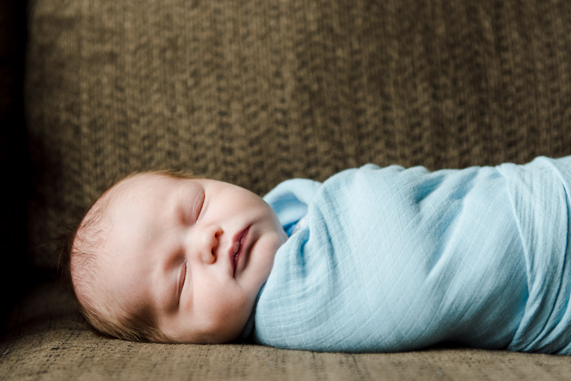 A beautifully simply portrait of a newborn baby in his Sherwood Park home by Fiddle Leaf Photography.