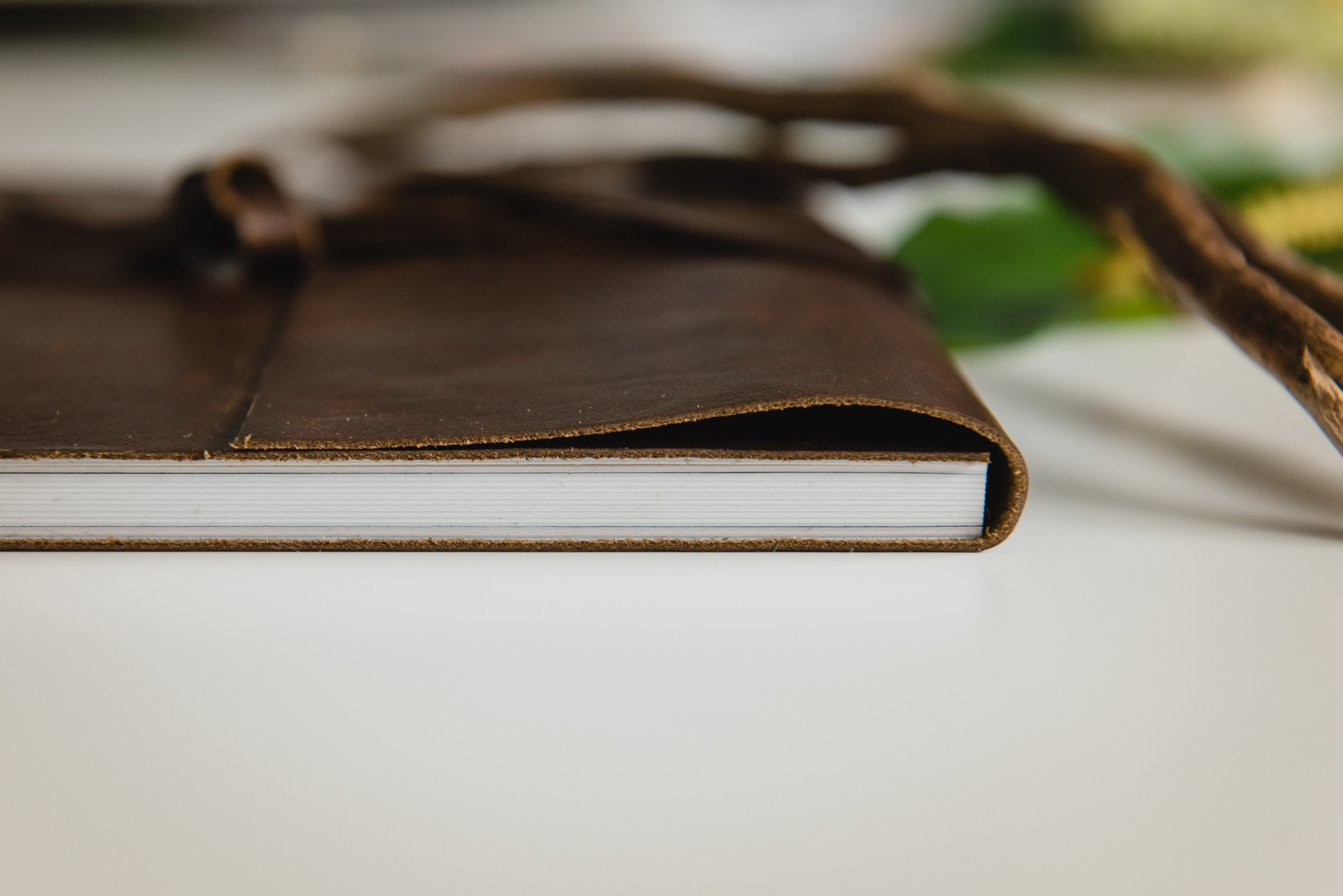 Beautiful Italian leather wrapped around a family photo album.