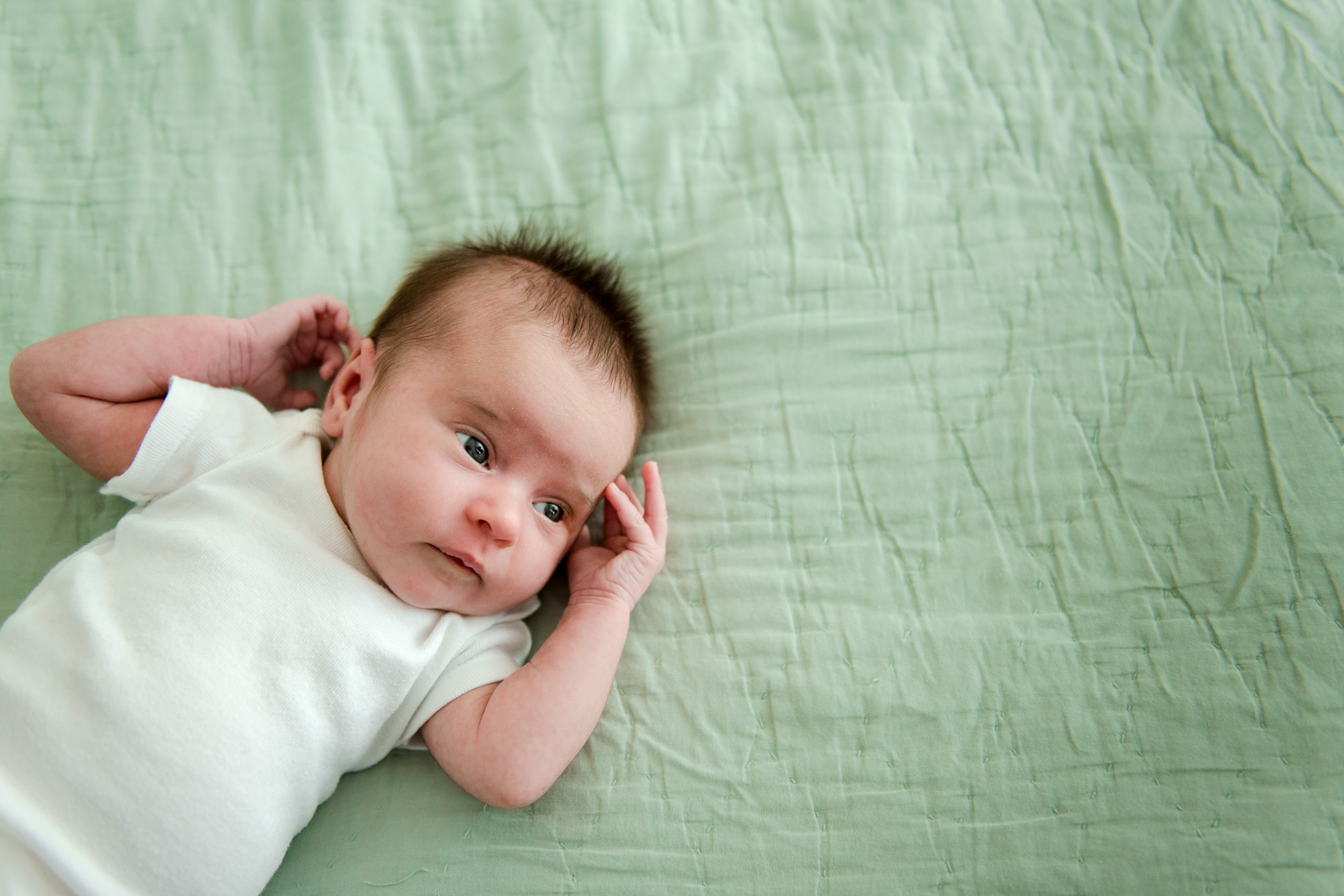 A portrait of a baby during her Edmonton newborn photo session