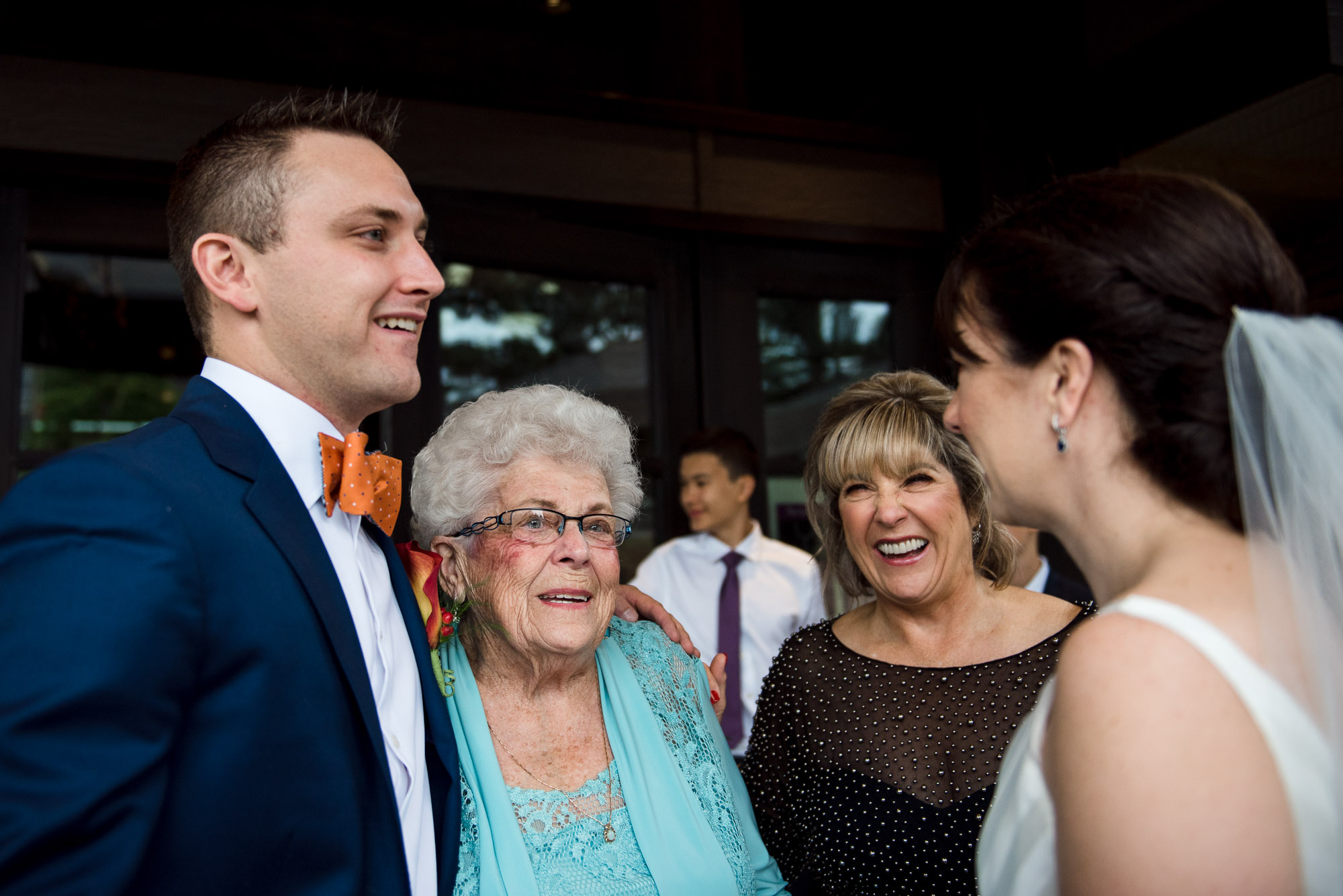 Moments after a wedding ceremony at Predator Ridge resort with parents and grandparents