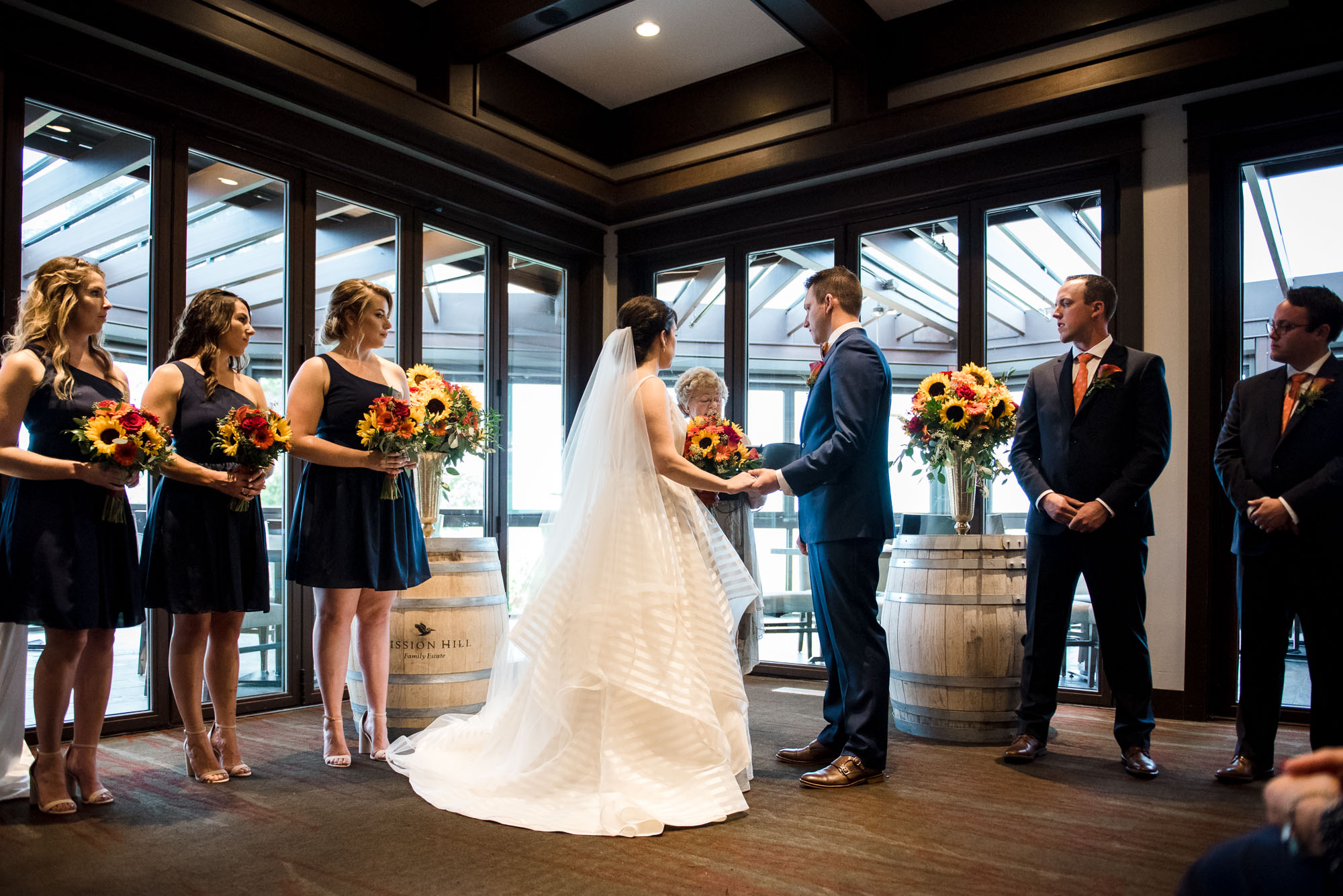 A wedding ceremony inside the clubhouse at Predator Ridge Resort