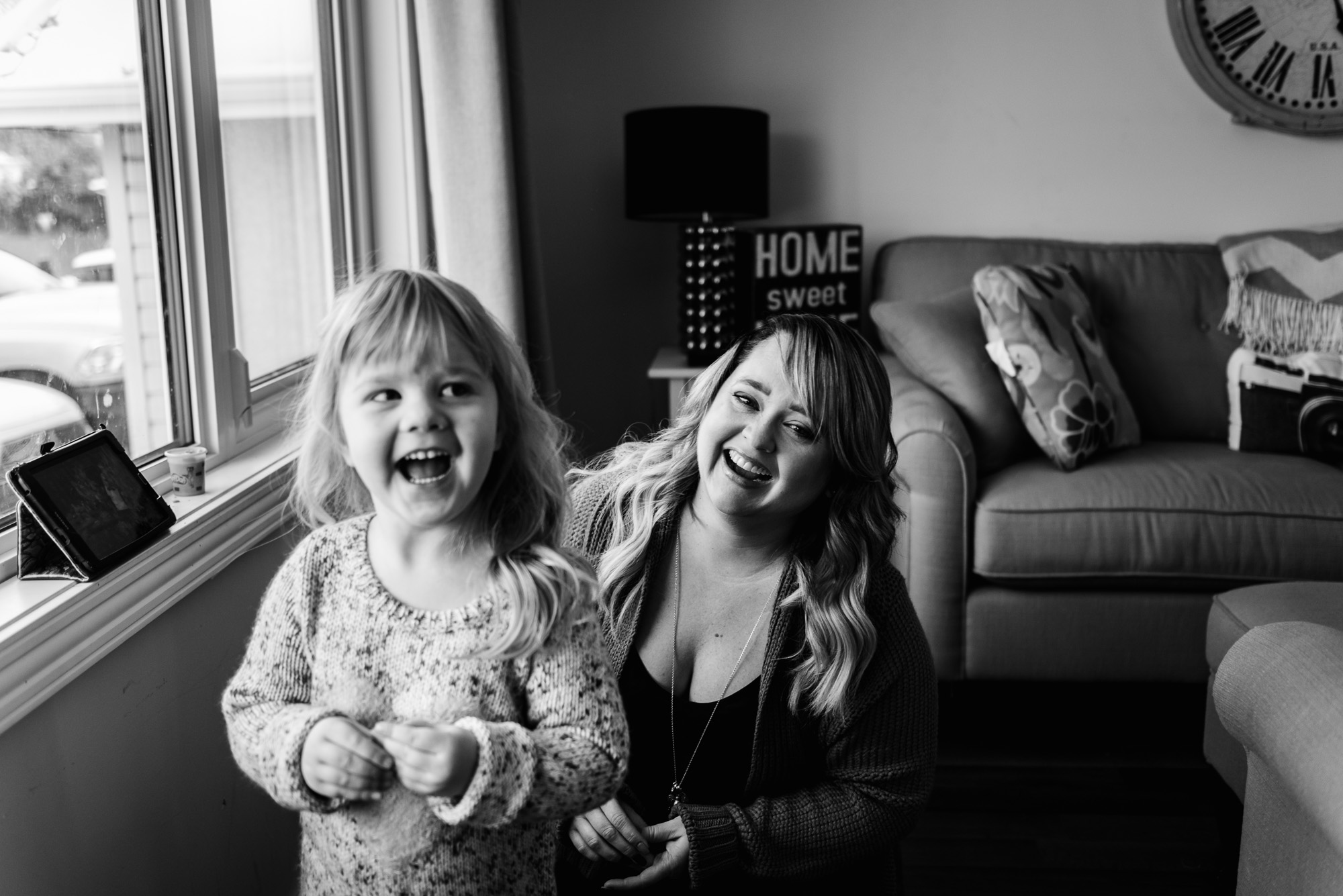 A mother and daughter during a family photo session in Sherwood Park, Ab