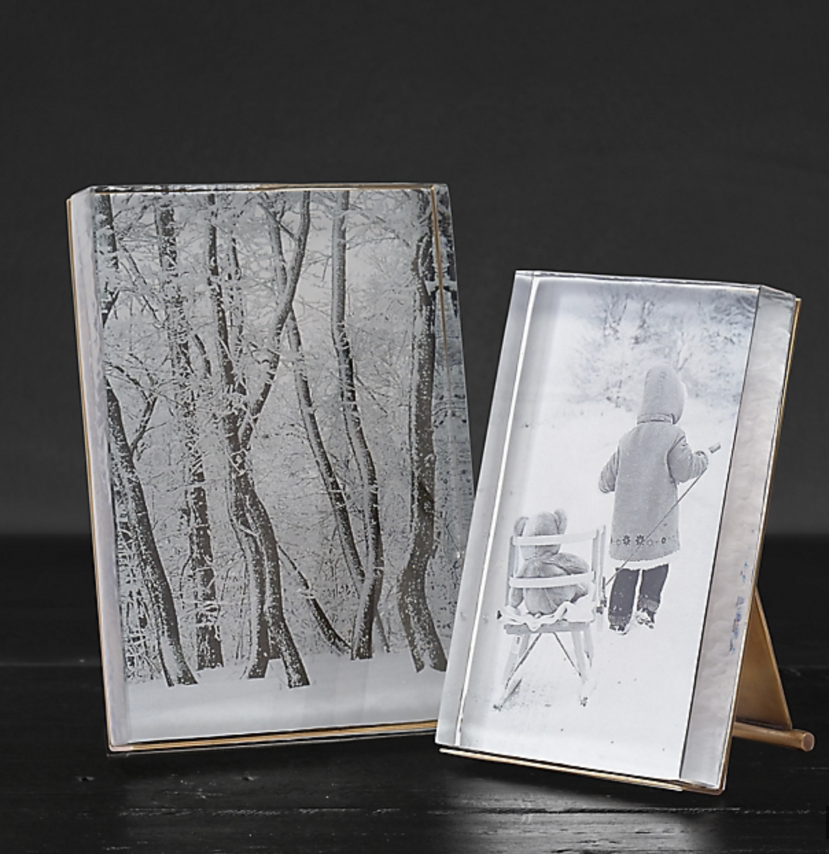 Cast glass floating frame from Restoration Hardware